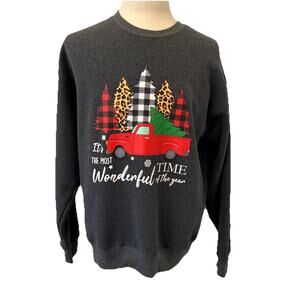 Holiday Sweatshirt Unisex Men’s M/ Women’s L G Gray With Multicolor Design